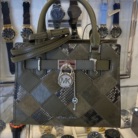 MICHAEL KORS Hamilton Small Patchwork Satchel Crossbody Bag
Olive 
NWT - Picture 9 of 16